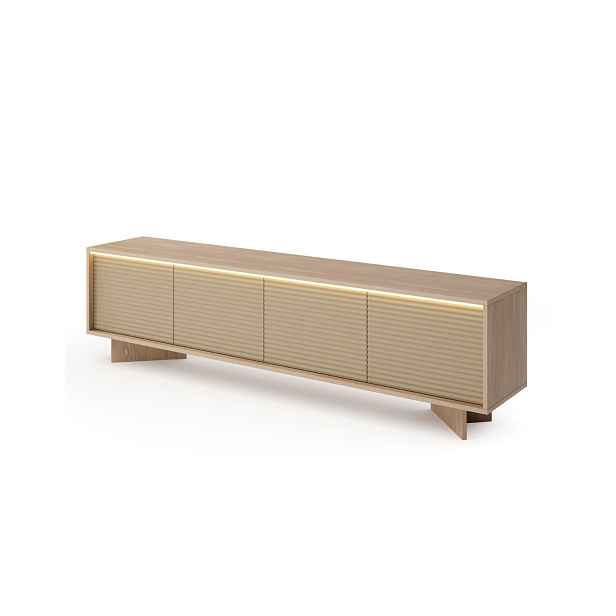 Široká TV skříňka Semi E 204 cm 4D LED cappuccino bolivar přírodní