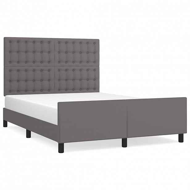 vidaXL Rám postele s čelem šedý 140x190 cm umělá kůže