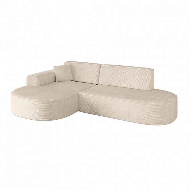 ALTDECOR ROHOVÁ SEDACÍ SOUPRAVA s otomanem vlevo MARI-L1 – 243 x 171 x 79 cm, béžový manšestr