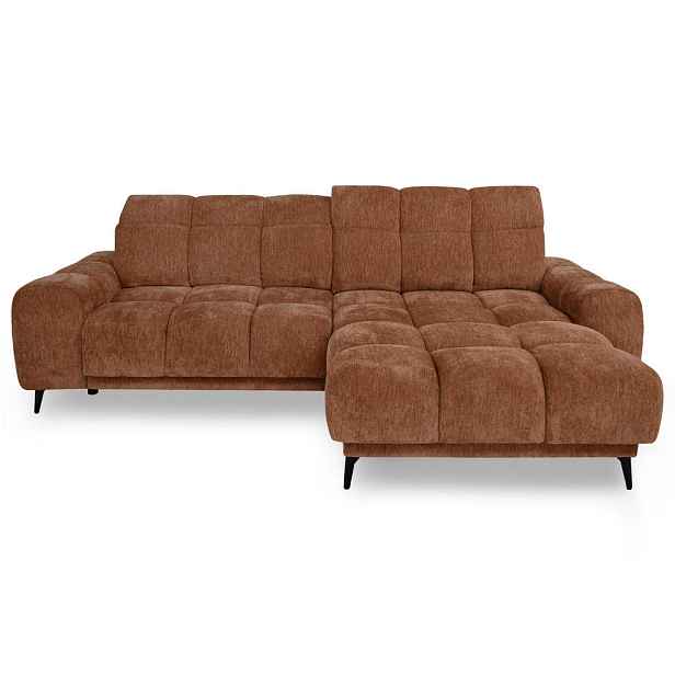 Beautysofa ROHOVÁ SEDAČKA Marco Mini s elektricky výsuvným sedákem a nastavitelnými opěrkami hlavy, pravá, žinylková látka, tmavě oranžová