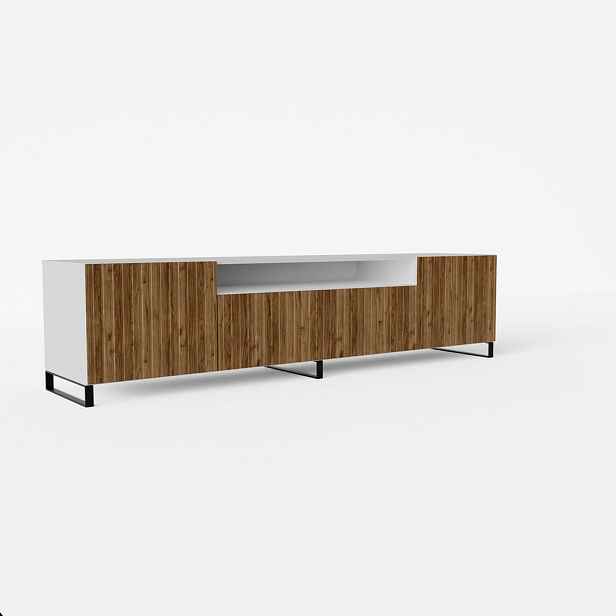 MASSENO STOJACÍ TV STOLEK LIVO, 200/41/40 cm, bílý /, dekor dub