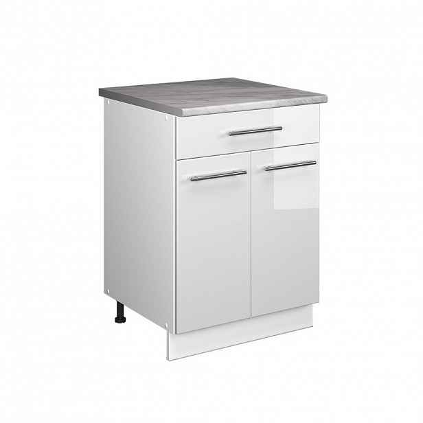 Vicco SPODNÍ SKŘÍŇKA PRO DŘEZ/VARNOU DESKU Fame-Line, Bílá vysoký lesk/Bílá, 60 cm se zásuvkou, PD Mramor