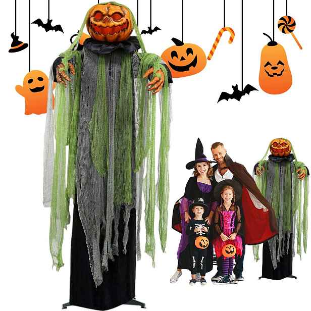 Halloweenská dekorace Dýně 190 cm svítící pohyblivá strašidelná zahradní dekorace na Aa