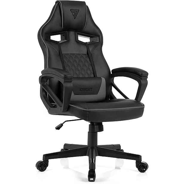 Herní Křeslo Ergonomická Pu Kůže Polštář Černošedá