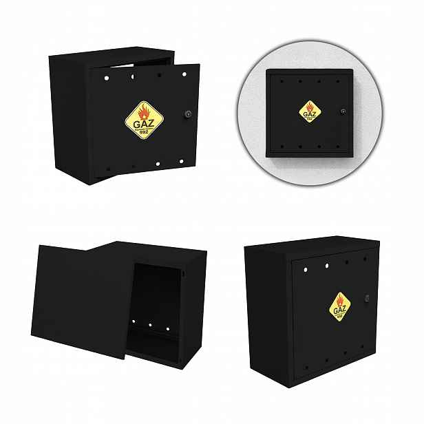 Plynová Skříňka 50x50x25 Černá Skříňka Se Zády Pro Plynový Ventil Ocelová