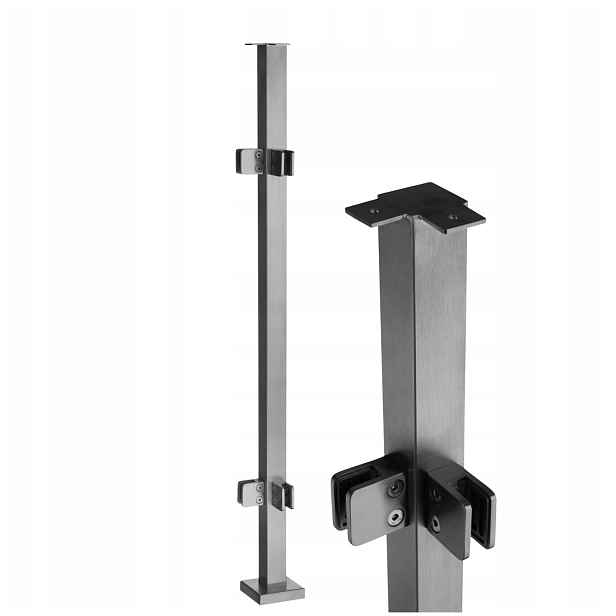 Rohový Sloupek 110 cm, Sklo 2 Úchytky 40x40 Broušený Nerez