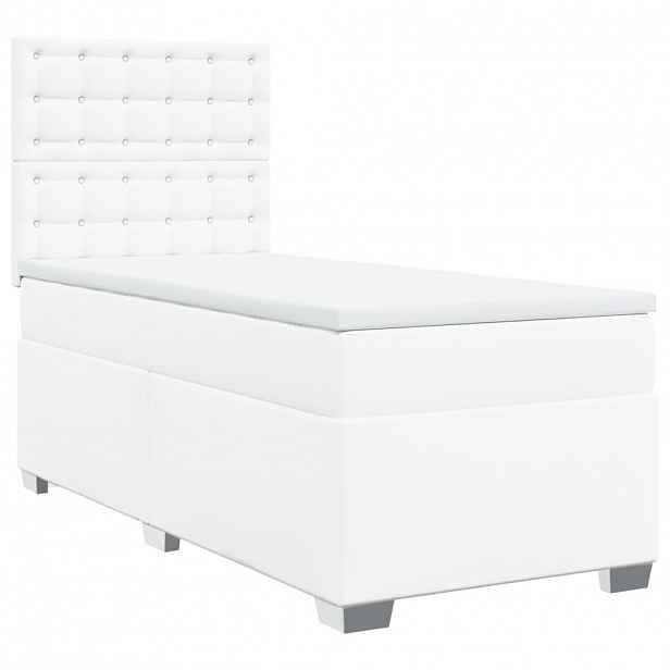 vidaXL Box spring postel s matrací bílá 80 x 200 cm umělá kůže