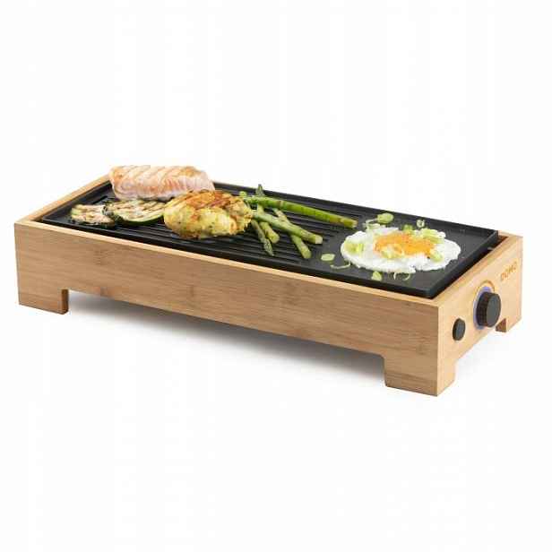 Domo DO9270G Plancha Elektrický gril 1000W 36cm Bambus