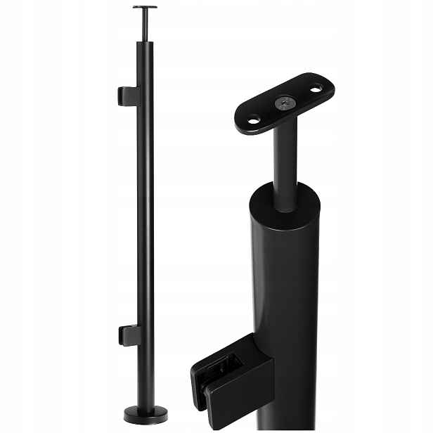 Sloupek skleněného zábradlí 110 cm kulatý fi 42 Startovací černý Loft