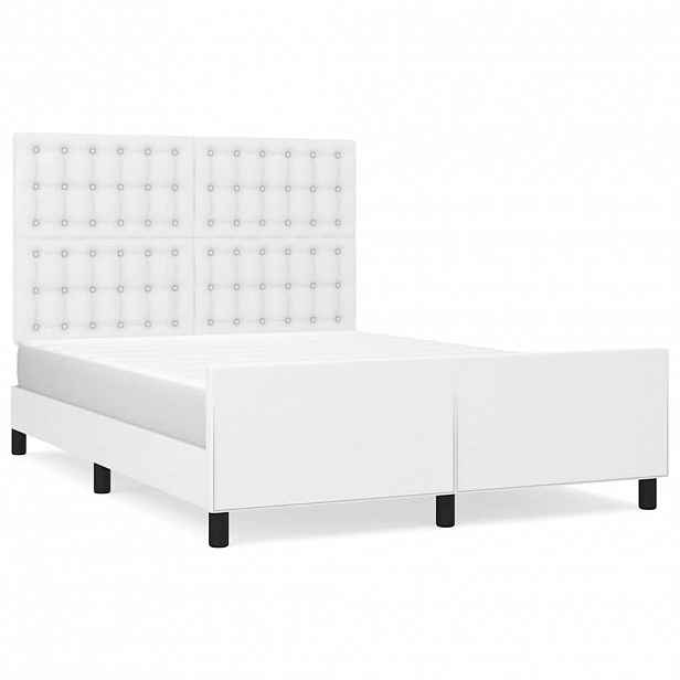 vidaXL Rám postele s čelem bílý 140x200 cm umělá kůže