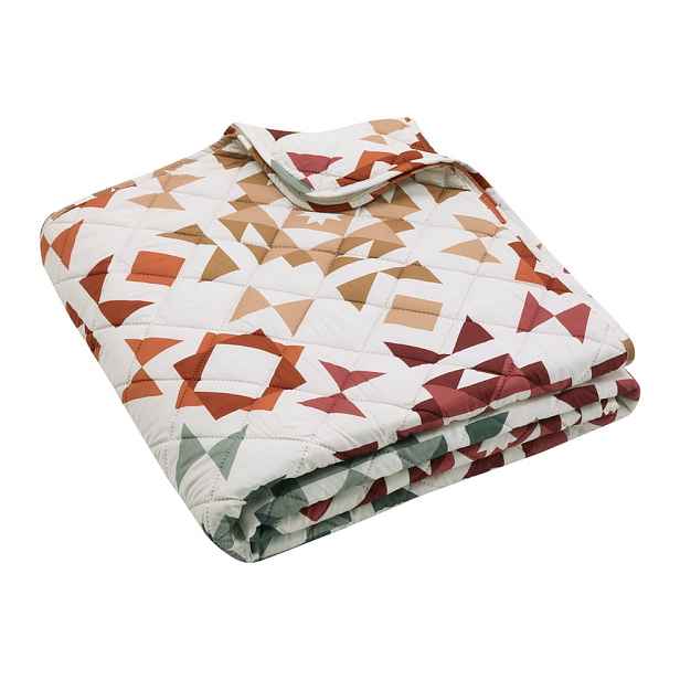 Béžový prošívaný přehoz 220x230 cm Autumn Patchwork Geo – Catherine Lansfield