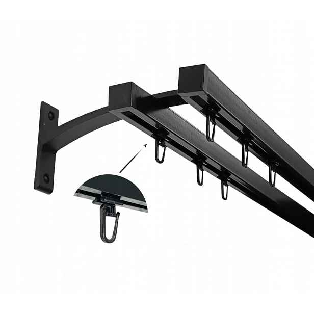 Garnýž Kolejnicový Aluminiový Kvadro 20+20 mm Černý 150 cm Luna špendlíky