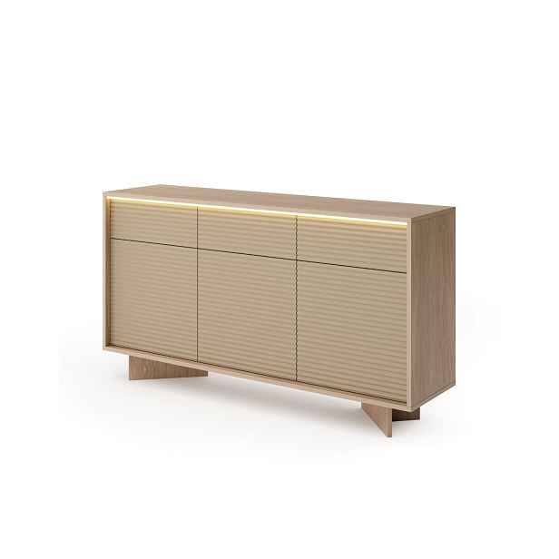 Komoda se zásuvkami a skříňkami Semi C 154 cm 3D3S LED cappuccino bolivar přírodní