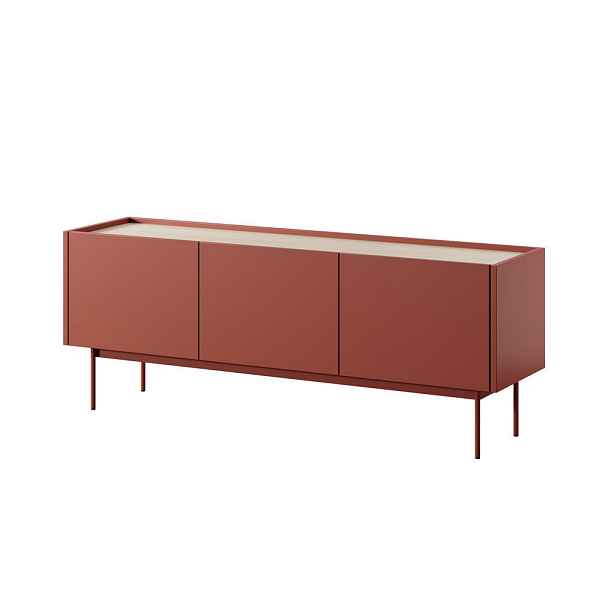 MASSENO TV STOLEK COLORE, 144x37x55 cm se 3 dvířky, červený