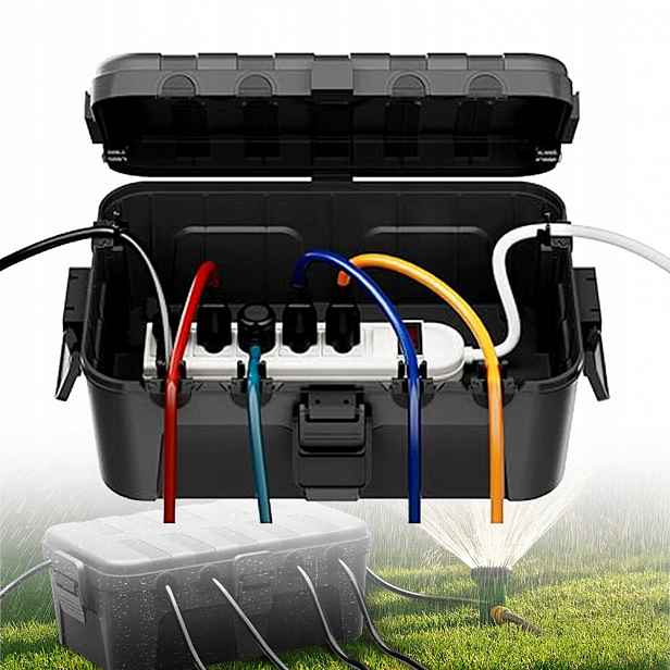 Elektrická krabice Na Prodlužovací Kabel vodotěsná, voděodolná, na stavbu, černá