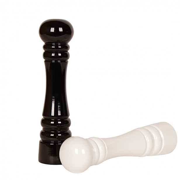 Komplet Dřevěných Mlýnků Lakovaných Bílou Barvou, Černý, 18 CM, Reg. Mletí