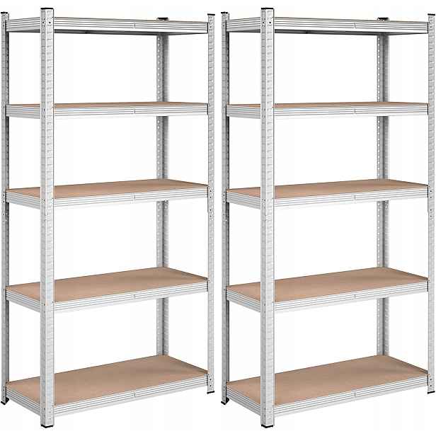 Regál Songmics kovový stříbrný 90 x 180 x 40 cm 5 polic 2 ks
