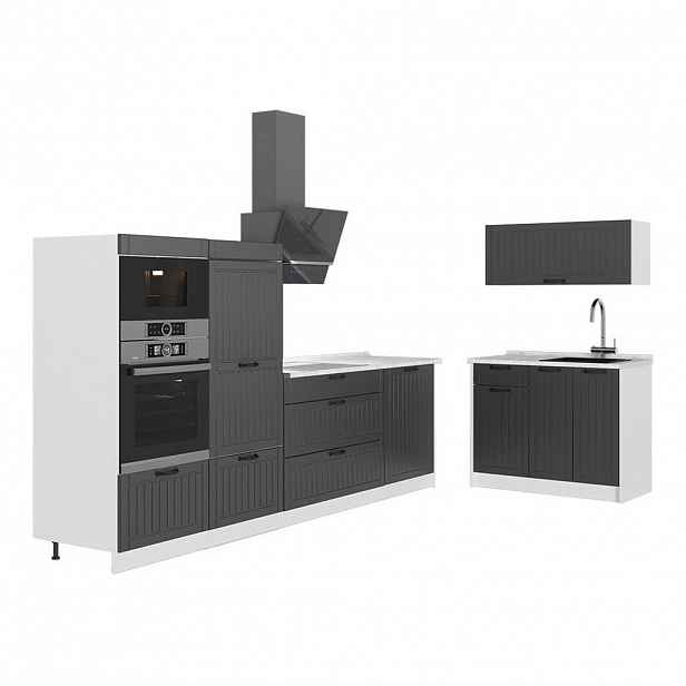Vicco KUCHYNĚ Fame-Line, Tmavě šedá/Bílá, 380 cm, PD Mramor