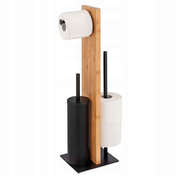 Stojan Na Toaletní Papír A Wc Kartáč 3V1 Bambus 18X18X69 CM