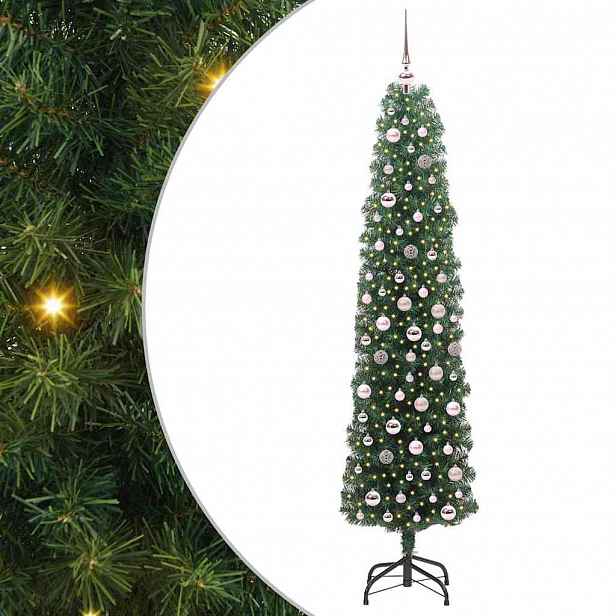 vidaXL Umělý vánoční stromeček Zelená 210 cm PVC, ocel a plast