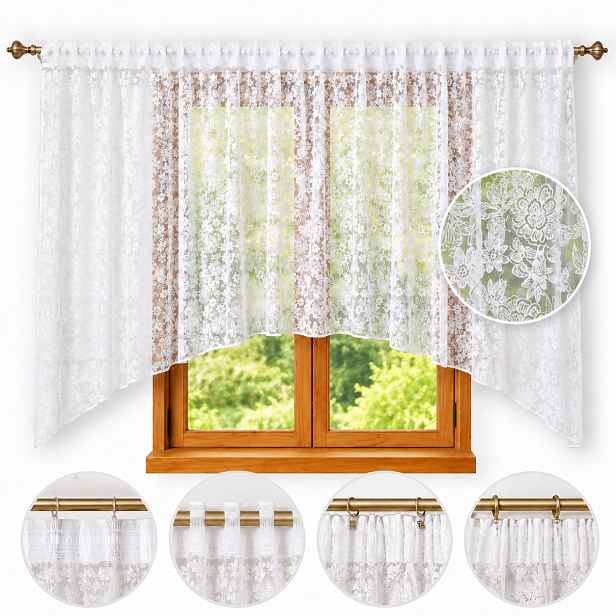 Hotová Záclona Markýza s vyšívanými květinami na pásce Wave 300x150