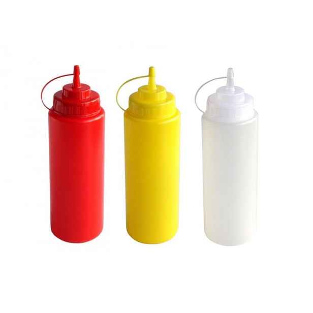 láhev 1,025l SAUCE-omáčky, šir.hrdlo, špička, MIX, plast