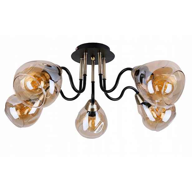 Lustr měď černá barva 5XE27 Unica Candellux