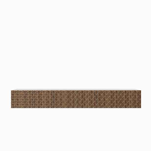 MASSENO ZÁVĚSNÝ TV STOLEK ROVA, 300/41/40 cm, bílý /, dekor dub