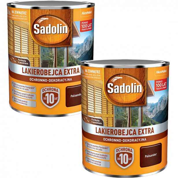 Sada Sadolin Extra 2x0,75 Ochranný Lak Na Dřevo Palisander 1,5L