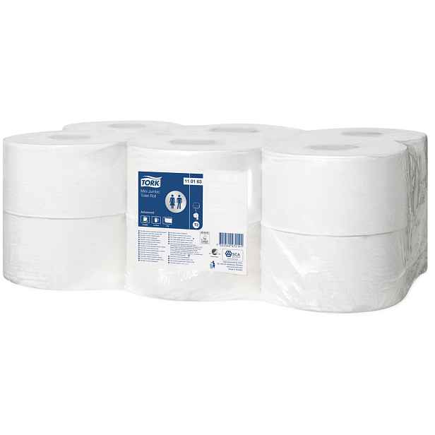 TORK Mini Jumbo toaletní papír Advanced 2-vr., rec., role 18,8cm, (bal. 12ks) T2 120280