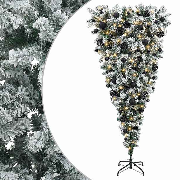 vidaXL Umělý vánoční stromek s obrácenými větvemi 180 cm 300 LED