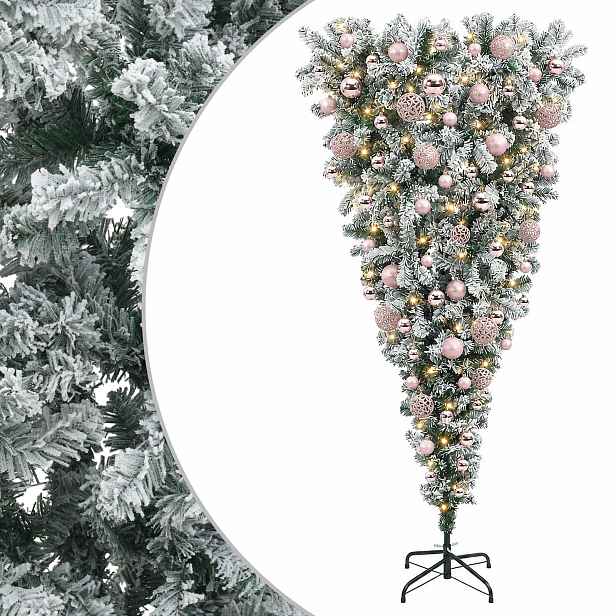 vidaXL Umělý vánoční stromek s obrácenými větvemi 180 cm 300 LED