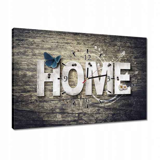 Hodiny 60x40 Nápis Home