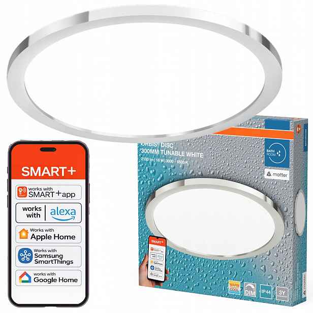 Stropní Svítidlo Led koupelnové svítidlo 18W 1400lm Cct IP44 Smart WiFi Matter Osram