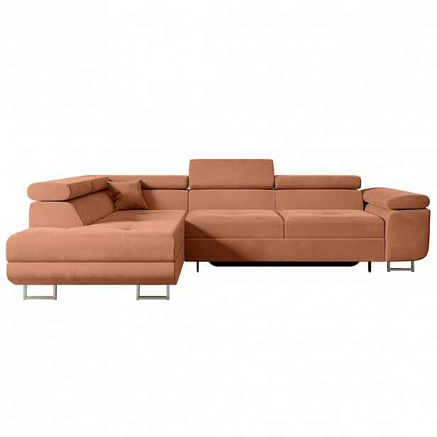 ALTDECOR ROHOVÁ SEDACÍ SOUPRAVA s funkcí lůžka a úložným prostorem GUSA-L 272x202x107 cm korálový velur
