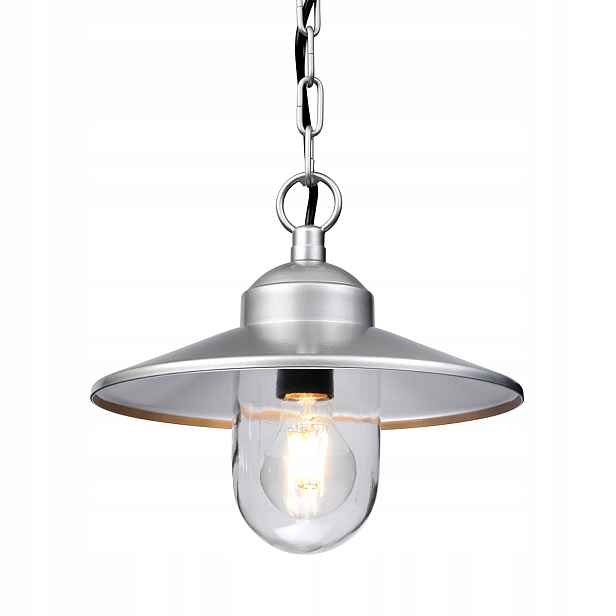 Venkovní závěsná terasová lampa stříbrná skandinávská na řetězu Elstead
