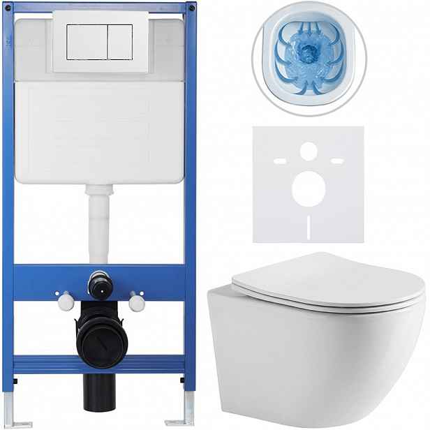Kompletní WC set Profi/Cesso - bílá lesklá - WC tlačítko Classic/Bílá - předstěnová instalace - 49x36 cm - 481720