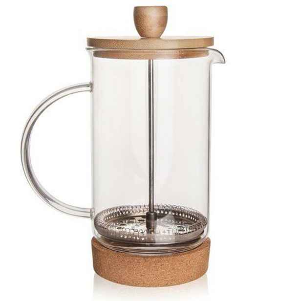 konvice 1,00l CORK, COFFEE MAKER, sklo/NR/bambus