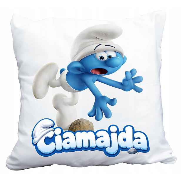 Polštář Bílý The Smurfs Smerfy Šmoula Ciamajda Dárek Dárek Jméno