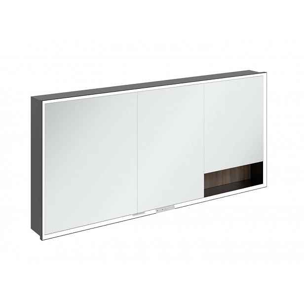 Villeroy & Boch My View+ - Zrcadlová skříňka s LED osvětlením 160x75x17 cm, 3 dvířka, Arizona Oak/matná černá B48216VH