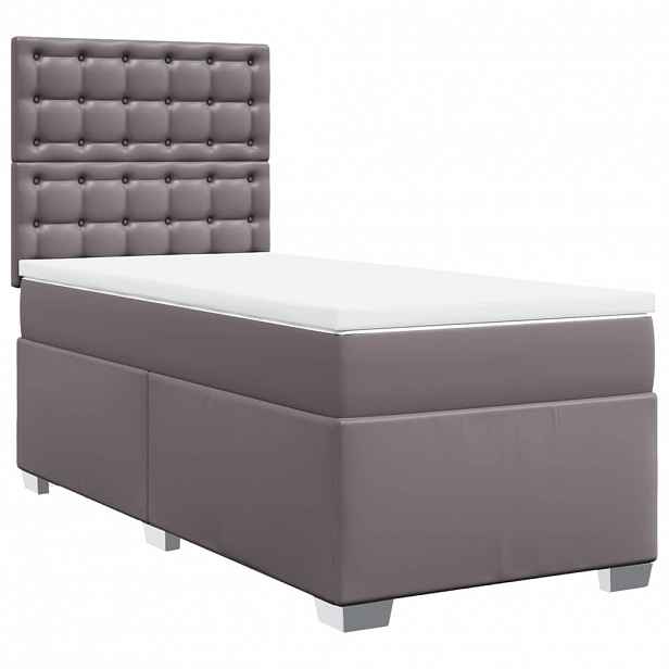 vidaXL Box spring postel s matrací šedá 90x190 cm umělá kůže