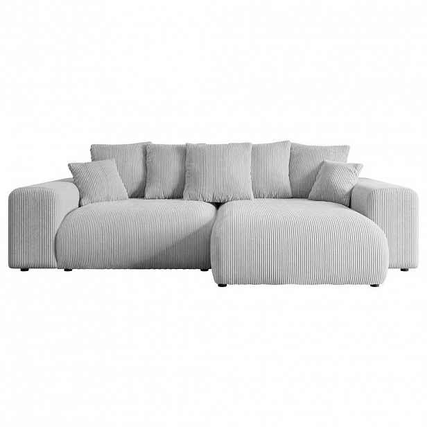 ALTDECOR ROHOVÁ SEDACÍ SOUPRAVA s otomanem vpravo ESKAR-L 266x176x72 šedý manšestr