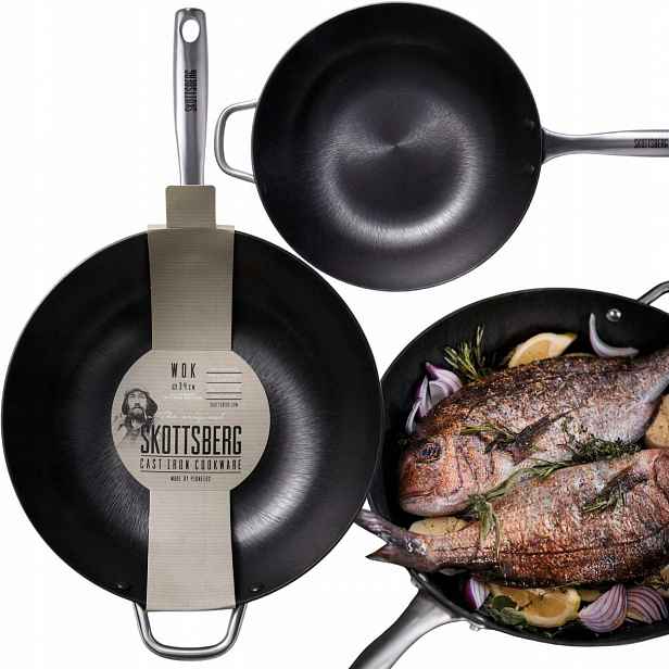 Skottsberg Litinová pánev Wok 34 cm Cast Iron