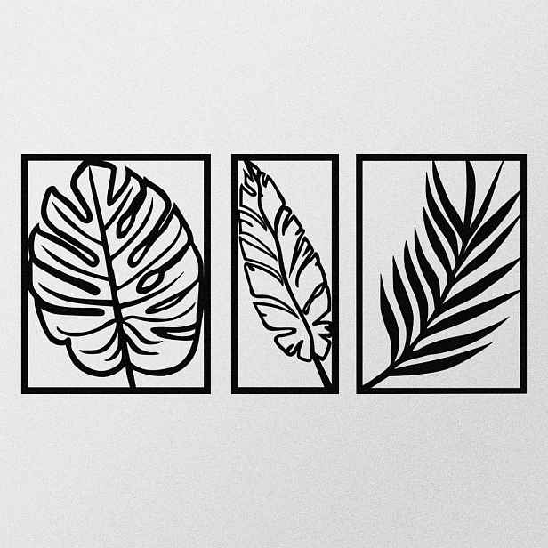 Wallity Nástěnná kovová dekorace LEAF černá