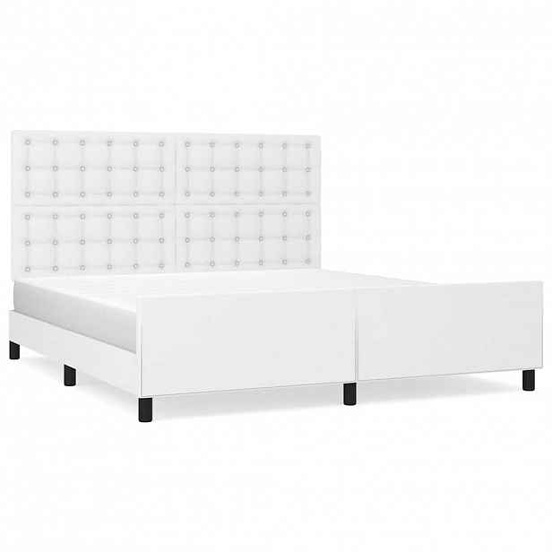 vidaXL Rám postele s čelem bílý 160x200 cm umělá kůže