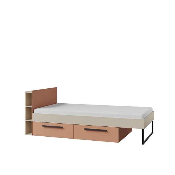 Dětská postel 90x200 cm se zásuvkami a regálem (Lorin 11 kašmír/alpaka)