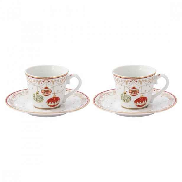 Sada 2 šálků a podšálků, porcelán, 80ml, "Christmas Eve" - ​​Easy Life