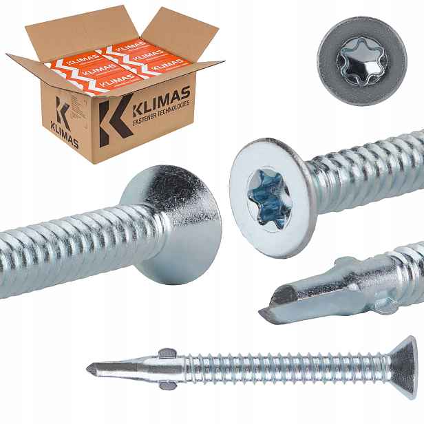 Samovrtné vruty ze dřeva do kovu 6,3x60 mm 2400 ks Klimas Wsdst