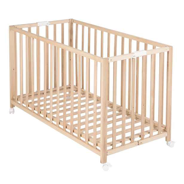 Skládací postýlka na kolečkách v přírodní barvě 60x120 cm Fold up – Roba