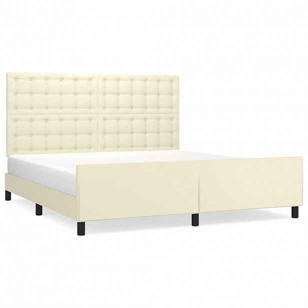 vidaXL Rám postele s čelem krémový 160x200 cm umělá kůže
